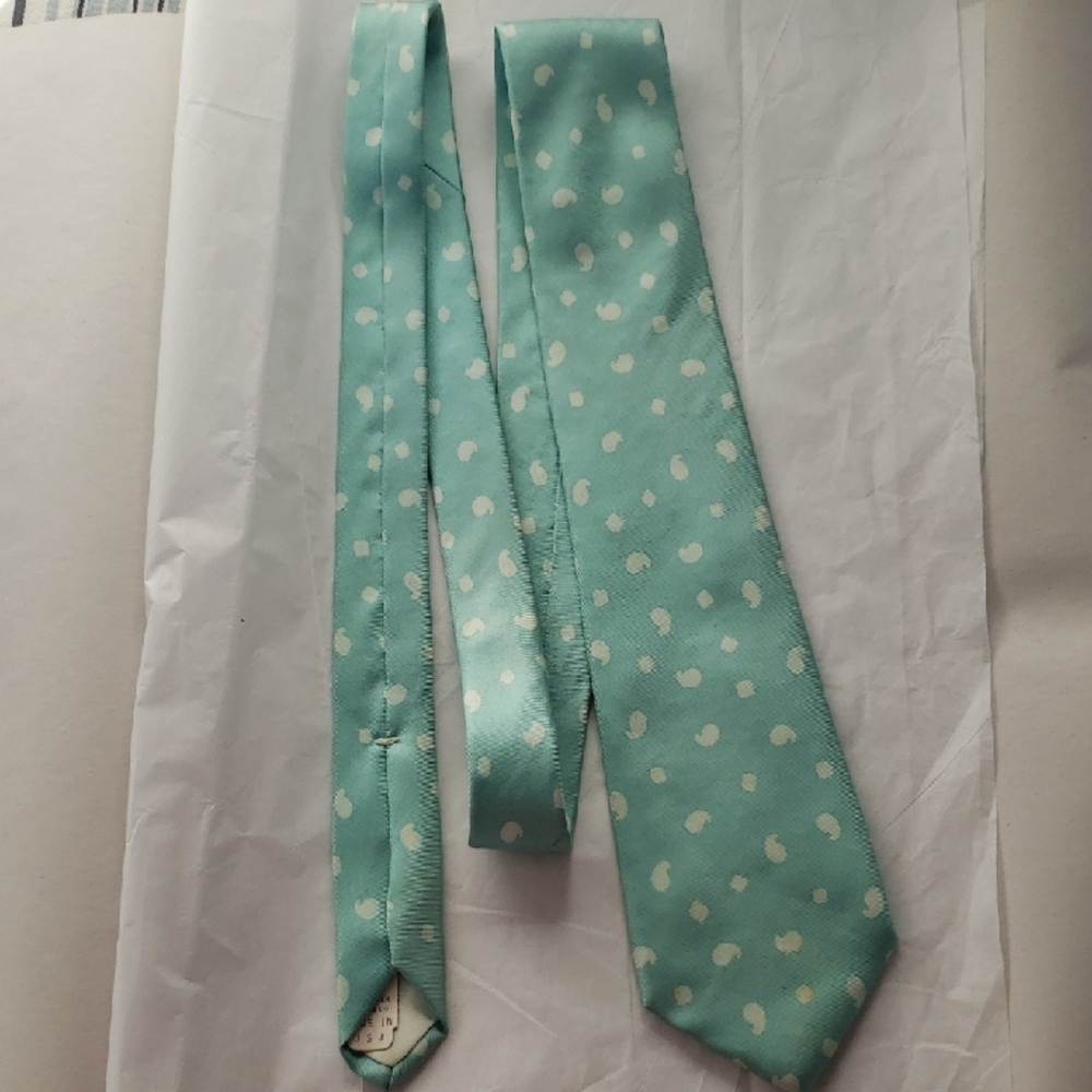 Yves Saint Laurent Neckwear Men's Light Mint Green Patterned Silk Tie Vintage